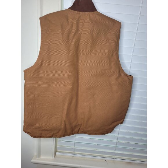 Carhartt Mens Duck Canvas Vest XL Brown Workwear 3rd Party Logo LN - Picture 3 of 8